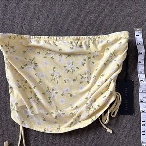 Yellow floral crop top with side strings